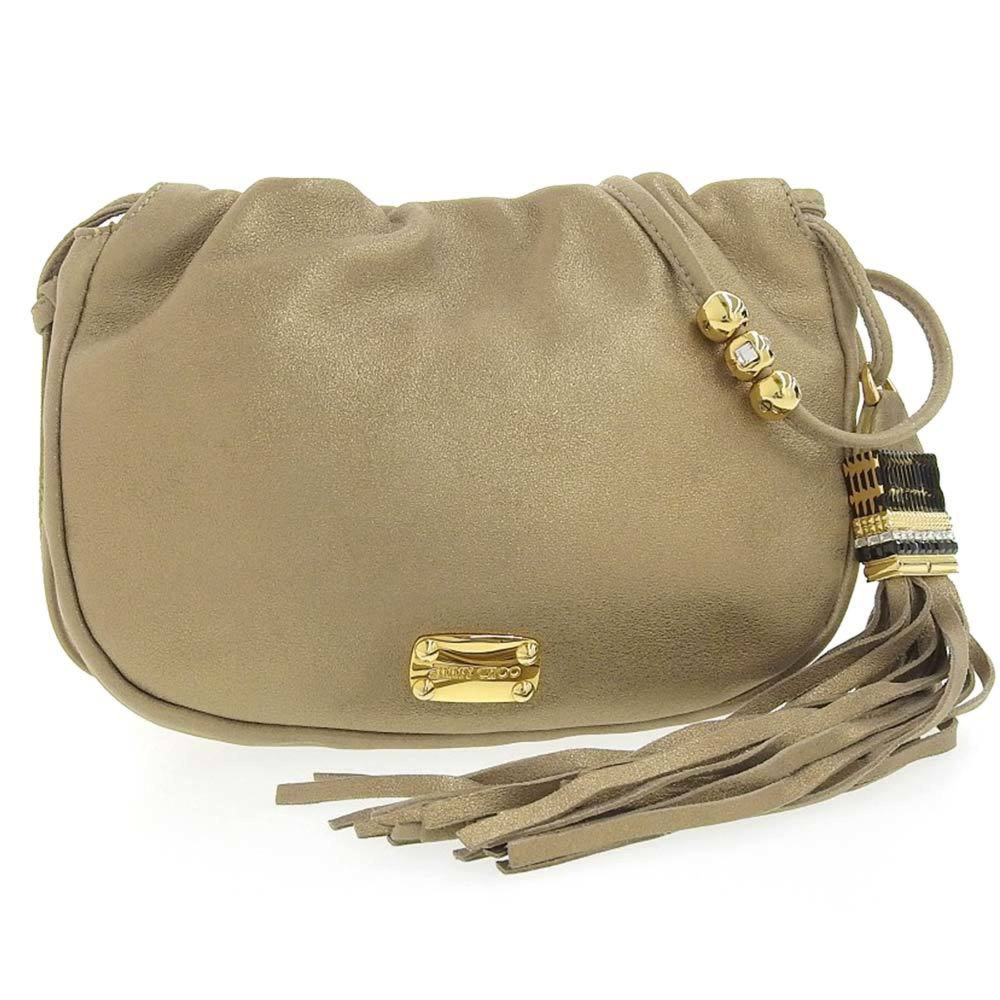 Jimmy Choo Fringe Shoulder Bag Leather Gold